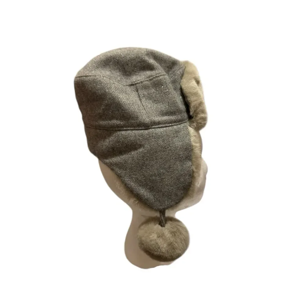 Baby Gap Faux Fur Trapper Hat Grey Glitter Frosty Morning 2012 6-12 Months